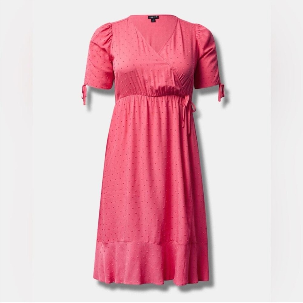 Torrid Pink Wrap Dress - Picture 3 of 14